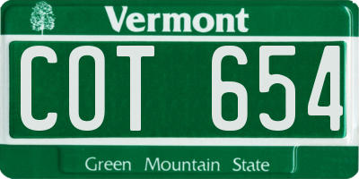 VT license plate COT654