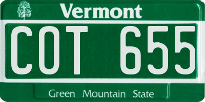 VT license plate COT655