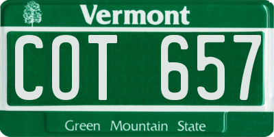 VT license plate COT657