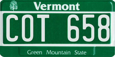 VT license plate COT658