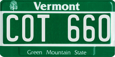VT license plate COT660