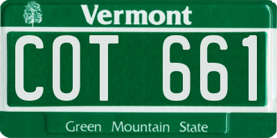 VT license plate COT661