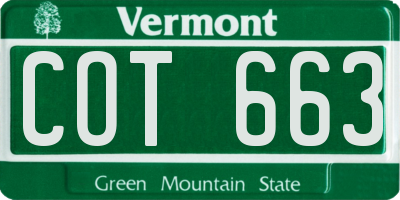 VT license plate COT663