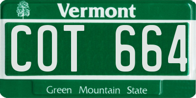VT license plate COT664