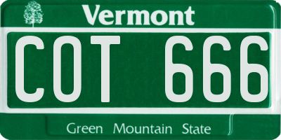 VT license plate COT666