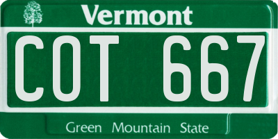 VT license plate COT667