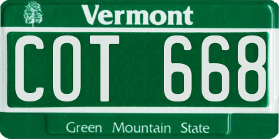 VT license plate COT668