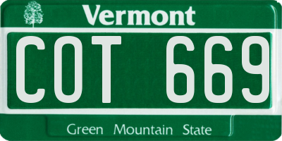 VT license plate COT669