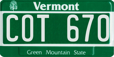 VT license plate COT670
