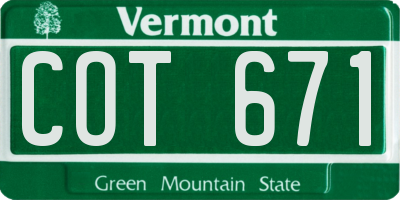 VT license plate COT671