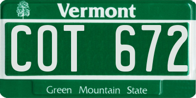 VT license plate COT672