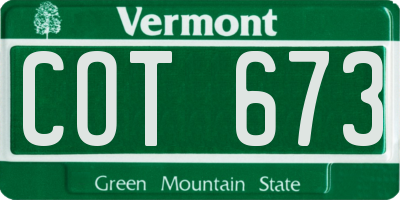 VT license plate COT673