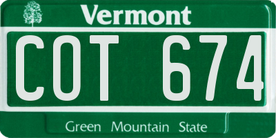 VT license plate COT674