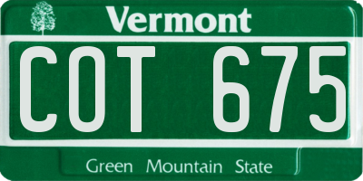 VT license plate COT675