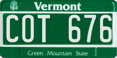 VT license plate COT676