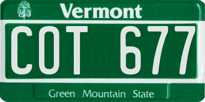 VT license plate COT677