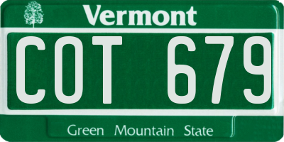 VT license plate COT679