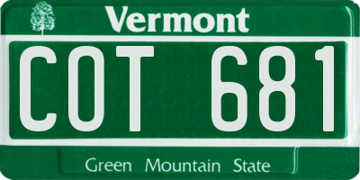 VT license plate COT681