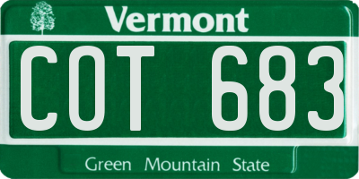 VT license plate COT683