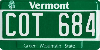 VT license plate COT684