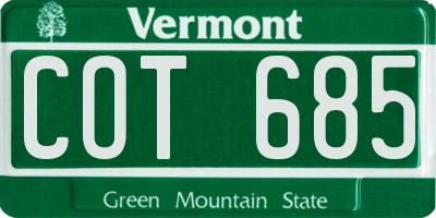 VT license plate COT685