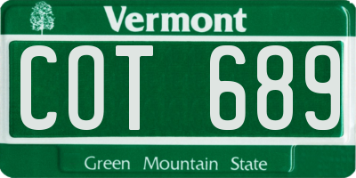 VT license plate COT689