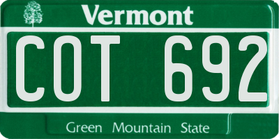 VT license plate COT692