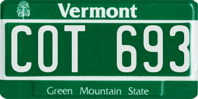 VT license plate COT693