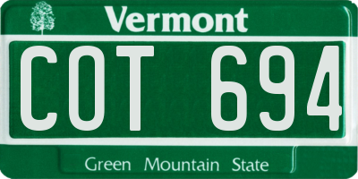 VT license plate COT694