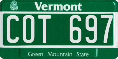 VT license plate COT697