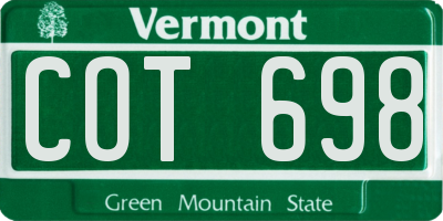 VT license plate COT698