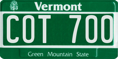 VT license plate COT700