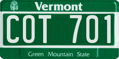 VT license plate COT701