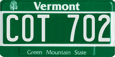 VT license plate COT702