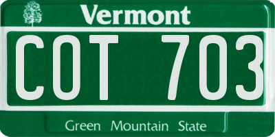VT license plate COT703