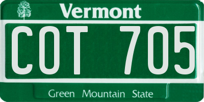 VT license plate COT705