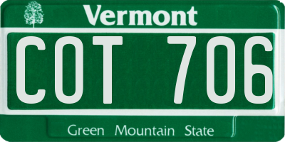 VT license plate COT706