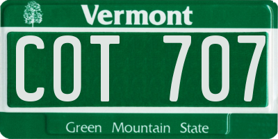 VT license plate COT707