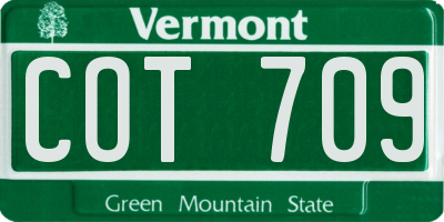 VT license plate COT709