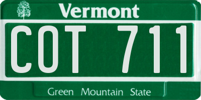 VT license plate COT711