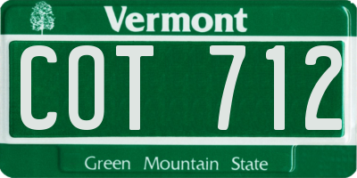VT license plate COT712