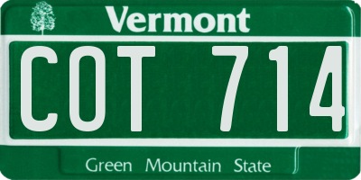 VT license plate COT714