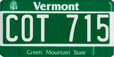 VT license plate COT715