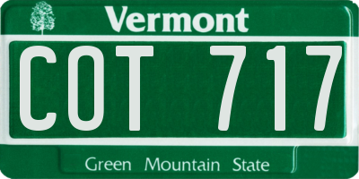 VT license plate COT717