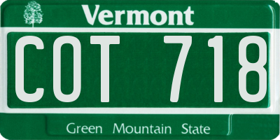 VT license plate COT718