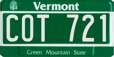 VT license plate COT721