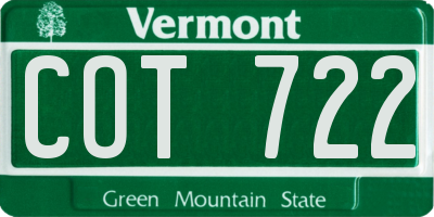 VT license plate COT722