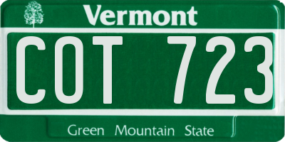 VT license plate COT723