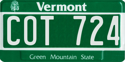 VT license plate COT724