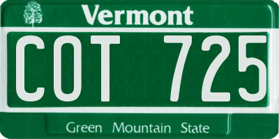 VT license plate COT725